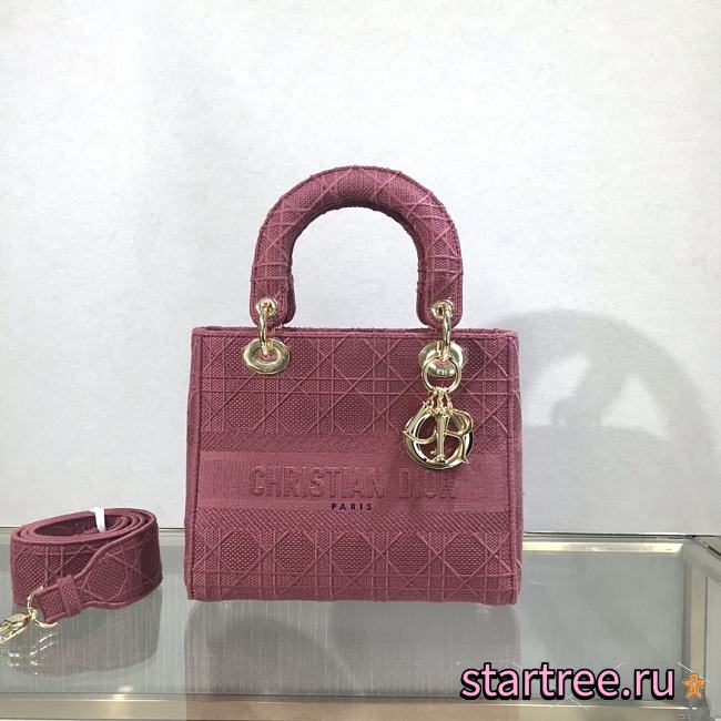 DIOR | Medium Lady D-Lite Mallow Rose Bag  - M0565O - 24 x 20 x 11 cm - 1