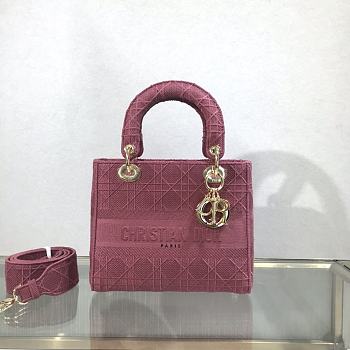 DIOR | Medium Lady D-Lite Mallow Rose Bag  - M0565O - 24 x 20 x 11 cm