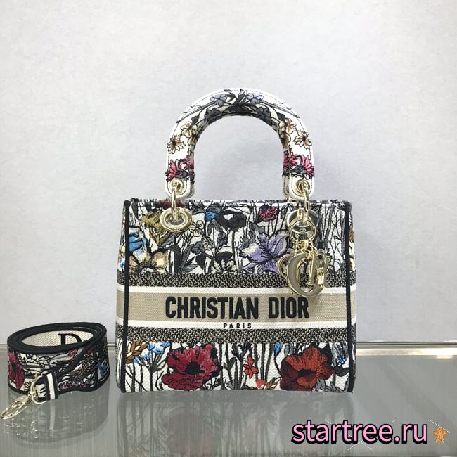 DIOR | Medium Lady D-Lite Bag Multicolor Mille Fleurs - M0565 - 24x20x11cm - 1