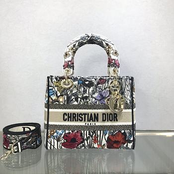 DIOR | Medium Lady D-Lite Bag Multicolor Mille Fleurs - M0565 - 24x20x11cm