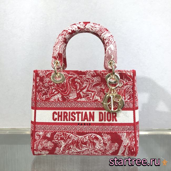 Dior Medium Lady D-Lite Bag Raspberry - 24 x 20 x 11 cm - 1