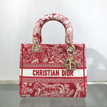 Dior Medium Lady D-Lite Bag Raspberry - 24 x 20 x 11 cm