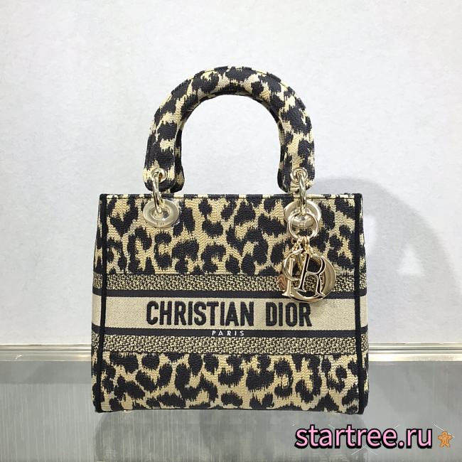 DIOR | Medium Lady D-Lite Beige Multicolor Mizza - M0565O - 24 x 20 x 11 cm - 1