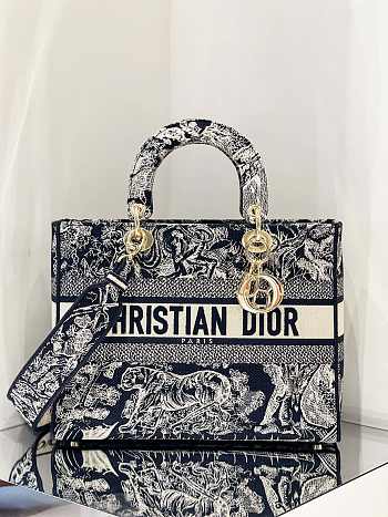 DIOR | Lady D-Lite Blue Toile - M0566O - 32 x 25 x 11 cm