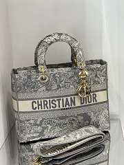 DIOR | Lady D-Lite Gray Toile Bag - M0566O - 32 x 25 x 11 cm - 5