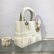 Dior Medium Lady D-Lite Bag Gray D-Stripes - 24 x 20 x 11 cm - 5