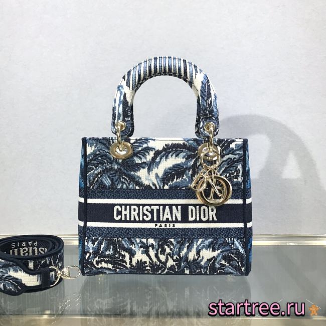 Dior Medium Lady D-Lite Blue Dior Palms - M0565 - 24 x 20 x 11 cm - 1
