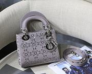 DIOR | Mini Lady Gray Satin Crystal Bag - M0500P - 17 x 15 x 7 cm - 1