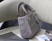 DIOR | Mini Lady Gray Satin Crystal Bag - M0500P - 17 x 15 x 7 cm - 6