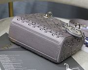 DIOR | Mini Lady Gray Satin Crystal Bag - M0500P - 17 x 15 x 7 cm - 5