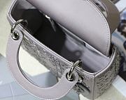 DIOR | Mini Lady Gray Satin Crystal Bag - M0500P - 17 x 15 x 7 cm - 3