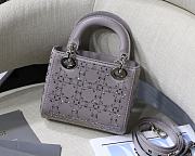 DIOR | Mini Lady Gray Satin Crystal Bag - M0500P - 17 x 15 x 7 cm - 4