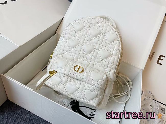 DIOR | Mini Dioramour White Backpack - M9222 - 16 x 21 x 8.5 cm - 1