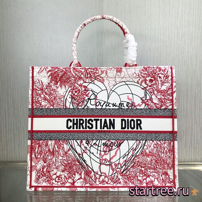 DIOR | Book Tote Red and White D-Royaume - M1286 - 41.5 x 38 x 18cm - 1