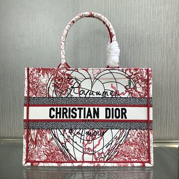 DIOR | Book Tote Red and White D-Royaume - M1296 - 36.5 x 28 x 17.5cm