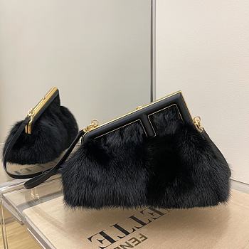 FENDI | First Small Black sheepskin bag - 8BP127 - 26 x 9.5 x 18 cm