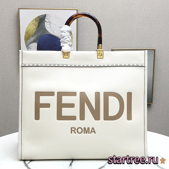 FENDI | Large Tote Sunshine White leather shopper - 8BH372 - 40.5 x 21.5 x 35cm - 1
