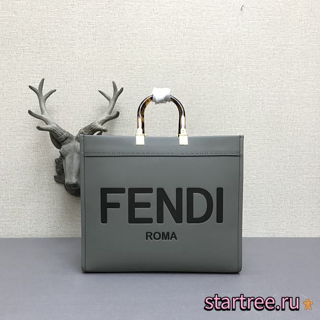 FENDI | Large Tote Sunshine Grey leather shopper - 8BH372 - 40.5 x 21.5 x 35cm - 1