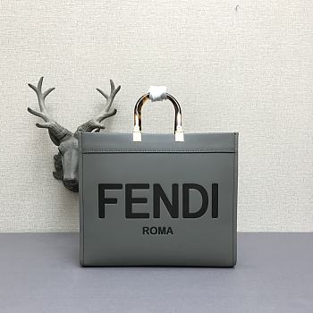 FENDI | Large Tote Sunshine Grey leather shopper - 8BH372 - 40.5 x 21.5 x 35cm