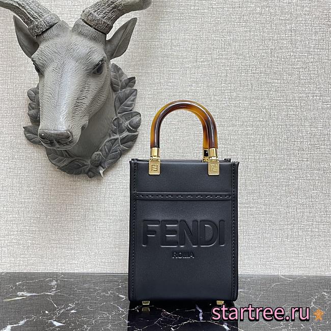 FENDI | Sunshine Shopper Black mini bag - 8BS051 - 13 x 18 x 6.5cm - 1