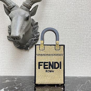 FENDI | Sunshine Shopper Braided straw mini-bag - 8BS051 - 13 x 18 x 6.5cm