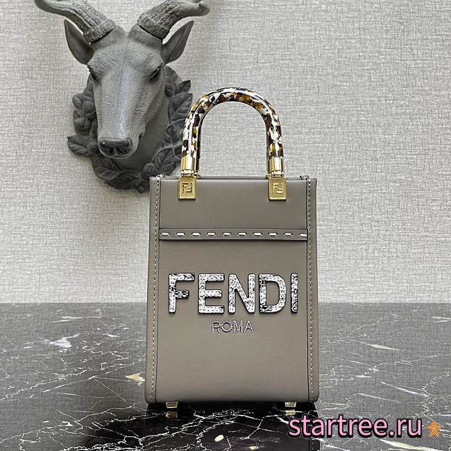 FENDI | Mini Sunshine Shopper Gray / elaphe mini-bag - 8BS051 - 13 x 18 x 6.5cm - 1