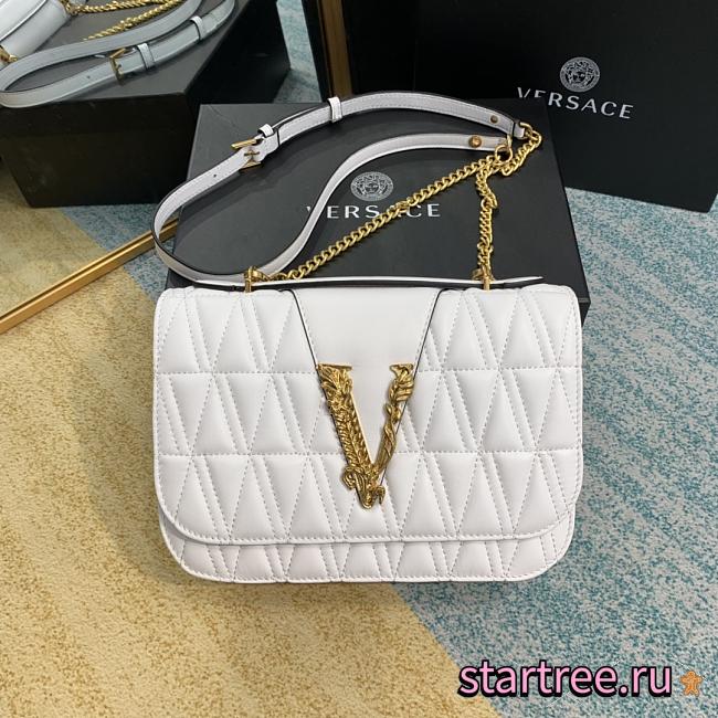 VERSACE | White Virtus Quilted Shoulder Bag - DBFG985 - 24 x 9 x 16.5 cm - 1