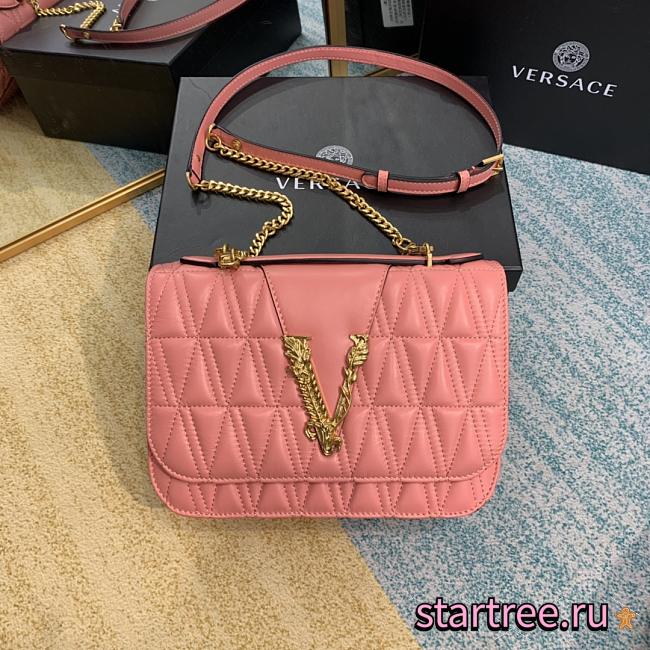 VERSACE | Pink Virtus Quilted Shoulder Bag - DBFG985 - 24 x 9 x 16.5 cm - 1
