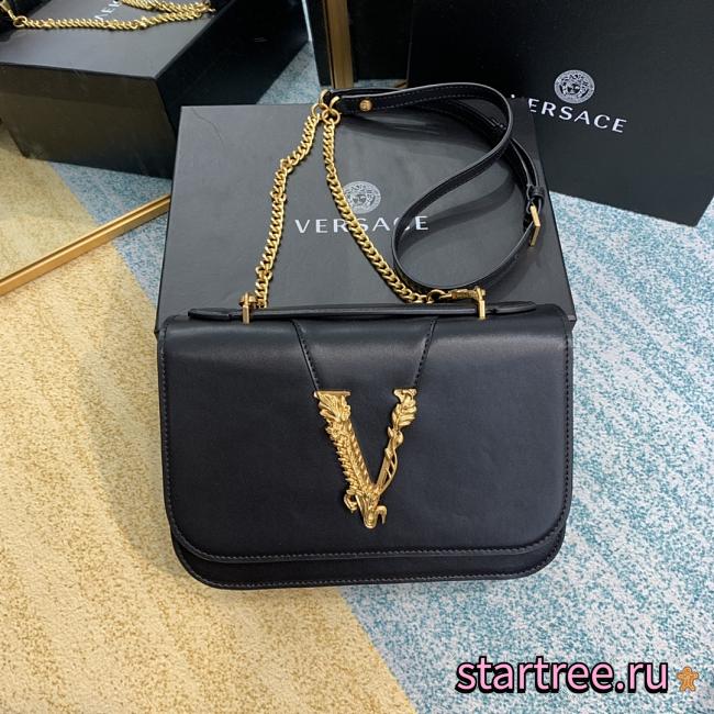 VERSACE | Black Virtus Shoulder Bag - DBFG985 - 24 x 9 x 16.5 cm - 1