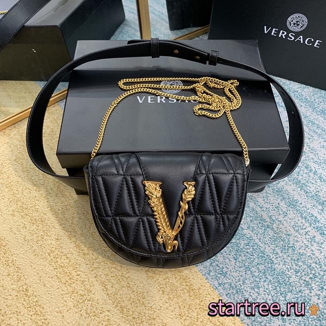 VERSACE | Black Virtus Quilted Belt Bag - DV3G984 - 18 x 4 x 14 cm - 1