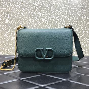 Valentino | Green Vsling Grainy Calfskin - 22 x 11 x 17cm