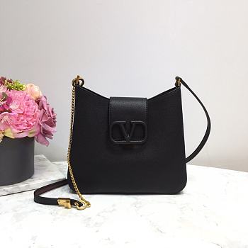 Valentino | Black Garavani VSLING Hobo Bag in Grain - 24 x 6 x 21cm
