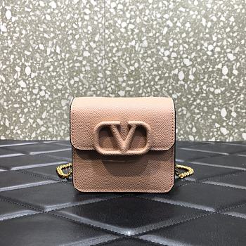 Valentino | Rose cannelle Vlogo Compact Grainy Wallet With Chain - UW2P0 - 11 x 6 x 10cm