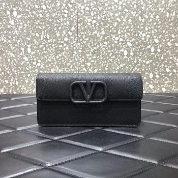 Valentino | Black Vlogo Signature Grainy Calfskin Wallet - UW2P0 - 20 x 5.5 x 10 cm