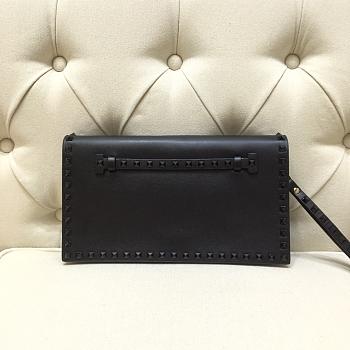 Valentino | Black Garavani Rockstud Flap Wristlet Clutch Bag - 28cm