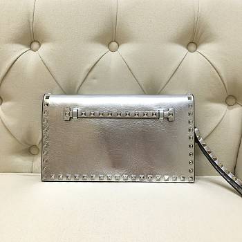 Valentino | Silver Garavani Rockstud Flap Wristlet Clutch Bag - 28cm