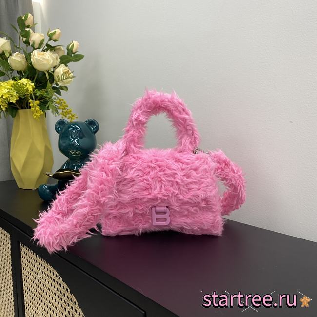 BALENCIAGA | Pink Fluffy Hourglass Top Handle Bag - 28cm - 1