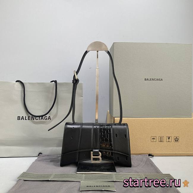 BALENCIAGA | Black Hourglass MultiBelt Shoulder Bag - 23 x 13.5 x 8.5cm - 1