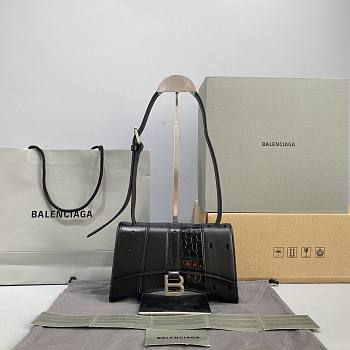 BALENCIAGA | Black Hourglass MultiBelt Shoulder Bag - 23 x 13.5 x 8.5cm