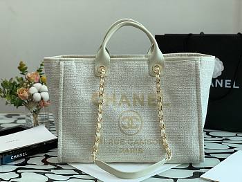 CHANEL | White Pink Shopping Bag - 38cm
