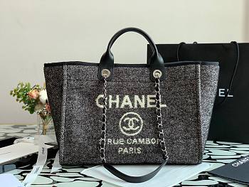 CHANEL | Large Black Shopping Bag - 38cm