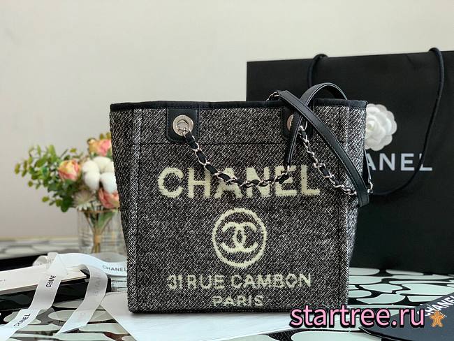 CHANEL | Deauville Black Tote Bag - 28 cm - 1