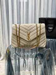 YSL | Loulou linen Apricot shoulder bag - 487216 - 32 × 22 × 11cm - 1