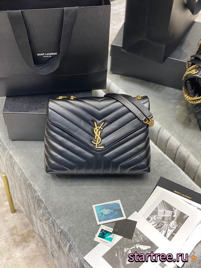 YSL | LOULOU Medium in Black/Gold Shoulder Bag - 487216 - 32×22×11cm - 1