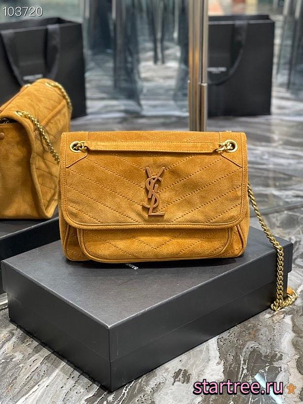 YSL | Niki Medium suede in Yellow shoulder bag - 498894 - 28×20×8cm - 1