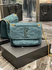 YSL | Niki Medium suede in Blue shoulder bag - 498894 - 28×20×8cm - 1