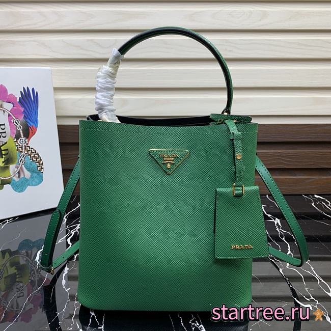 Prada | Medium Green/Black Saffiano Panier Bag - 1BA212 - 22 × 23 × 13 cm - 1