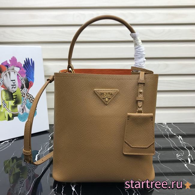Prada | Medium Brown/Orange Saffiano Panier Bag - 1BA212 - 22 × 23 × 13 cm - 1