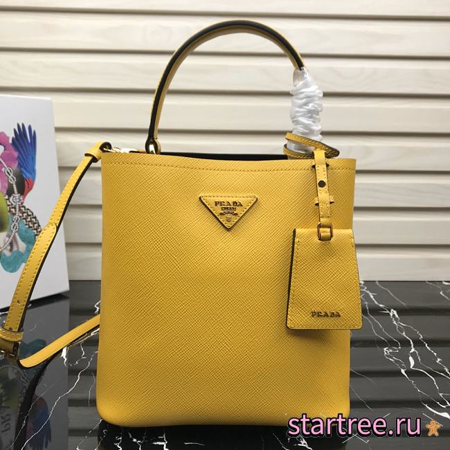 Prada | Medium Yellow Saffiano Panier Bag - 1BA212 - 22 × 23 × 13 cm - 1