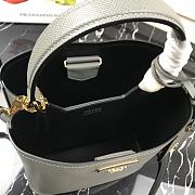 Prada | Medium Grey Saffiano Panier Bag - 1BA212 - 22 × 23 × 13 cm - 6